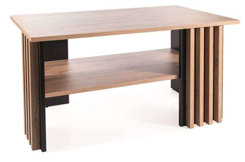 Štýlový konferenčný stolík s lamelami, čierna-dub artisan