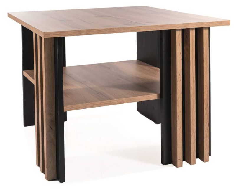 Štvorcový konferenčný stolík s lamelami, čierna-dub artisan