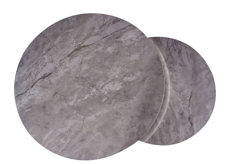 Súprava dvoch konferenčných stolíkov, sivá keramická doska, nožičky chróm