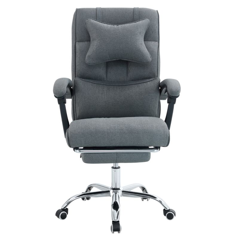 Moderné kancelárske kreslo s výsuvnou podnožou, sivá-chróm