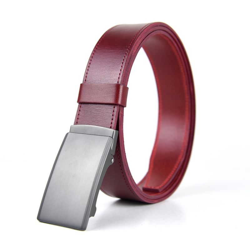 Kožený opasok s brzdou, šírka 3.5cm, CLEAR - Bordová