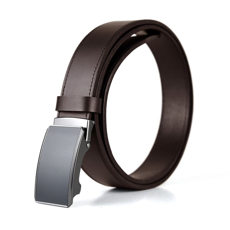 Kožený opasok s brzdou, šírka 3.5cm, FIBER - Tmavo hnedá