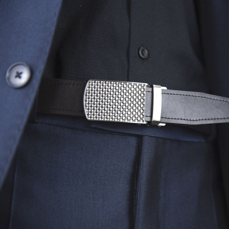 Kožený opasok s automatickou prackou FISHER - Tmavo hnedá