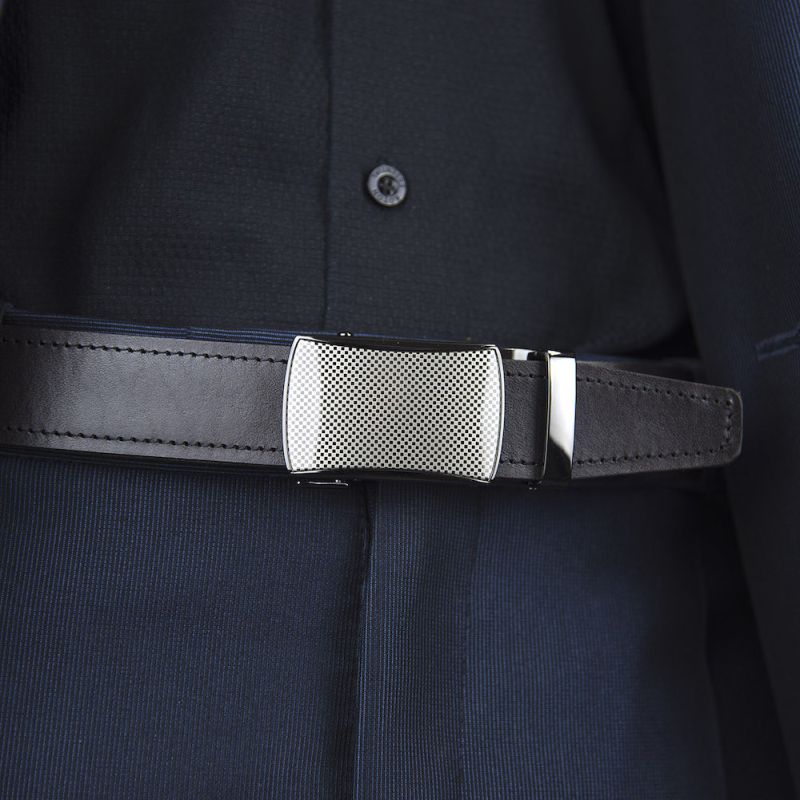 Kožený opasok s automatickou prackou NASCAR - Tmavo hnedá