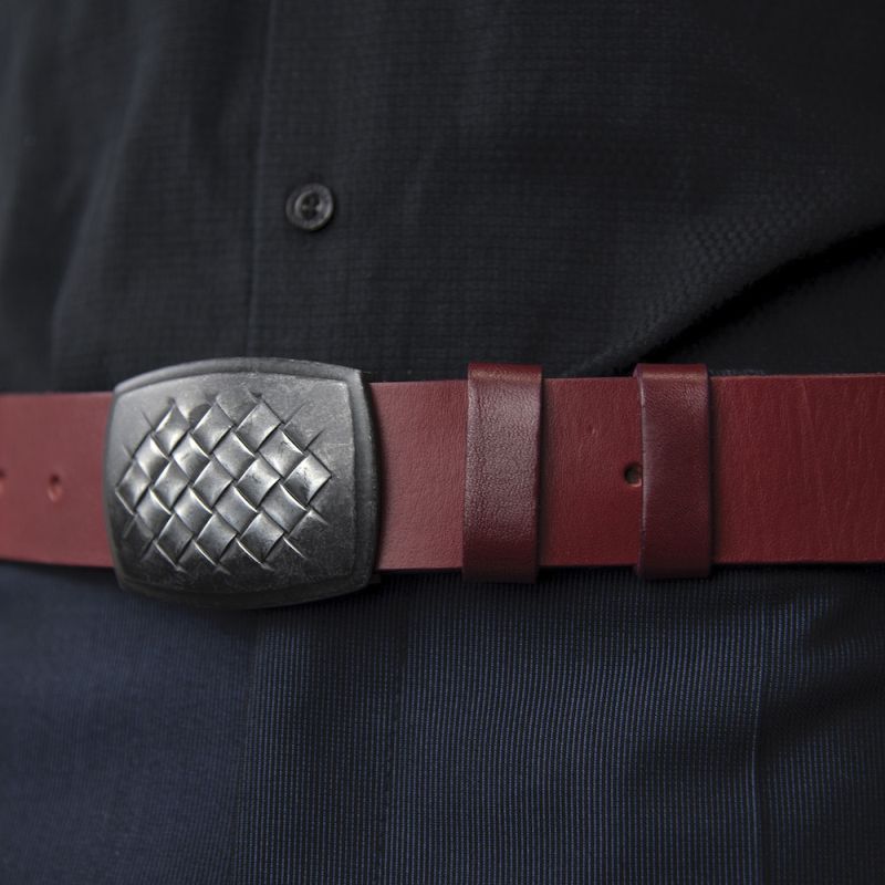 Kožený opasok SHIELD - Bordová