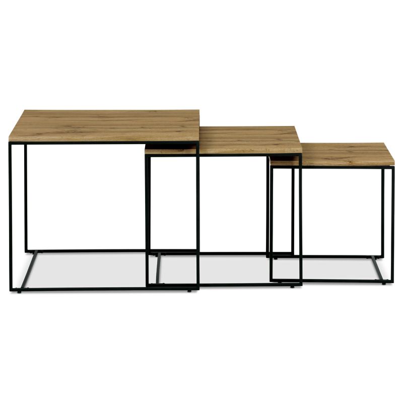 Set 3 ks odkladacích stolíkov, MDF doska, dekor divoký dub