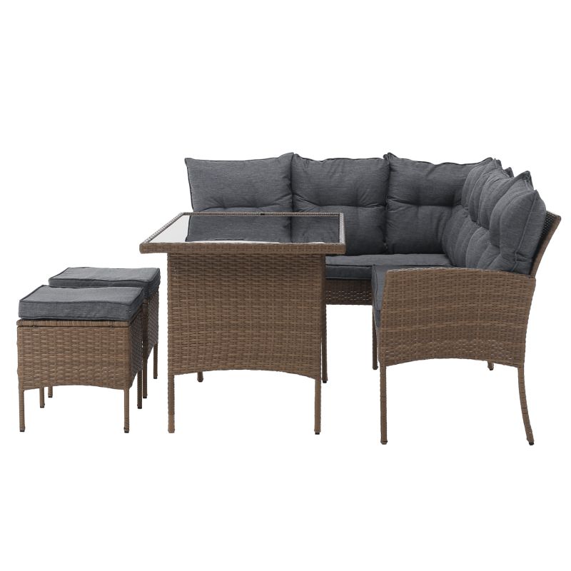 Záhradný ratanový set, technoratan v prírodnom farebnom prevedení