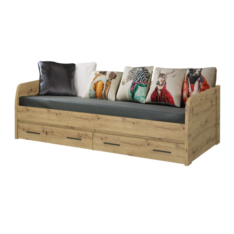 Posteľ 2S, 90x200, dub artisan