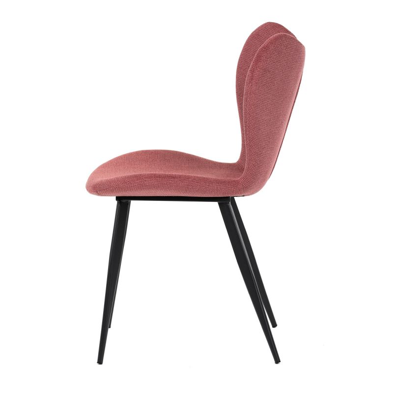 Stolička jedálenská, červená látka, čierna kovová podnož