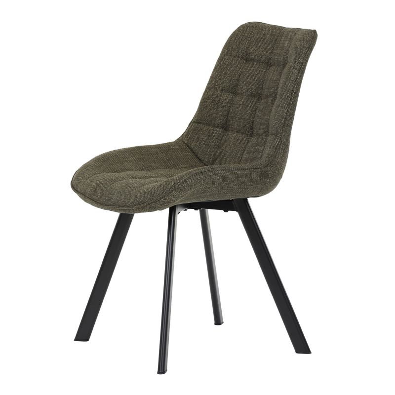 Stolička do jedálne, zelená látka, nohy čierny kov