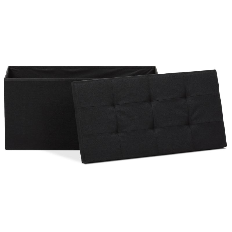 Taburetka s úložným priestorom, látka čierna