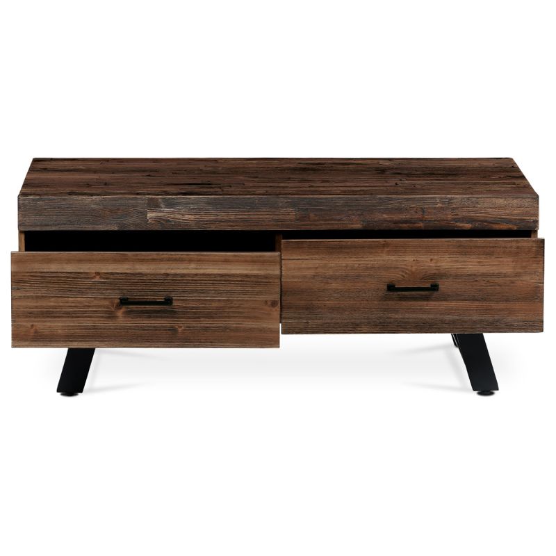 Konferenčný stôl 120x60 cm, MDF doska s dekórom starej drevenej dosky so zásuvkami