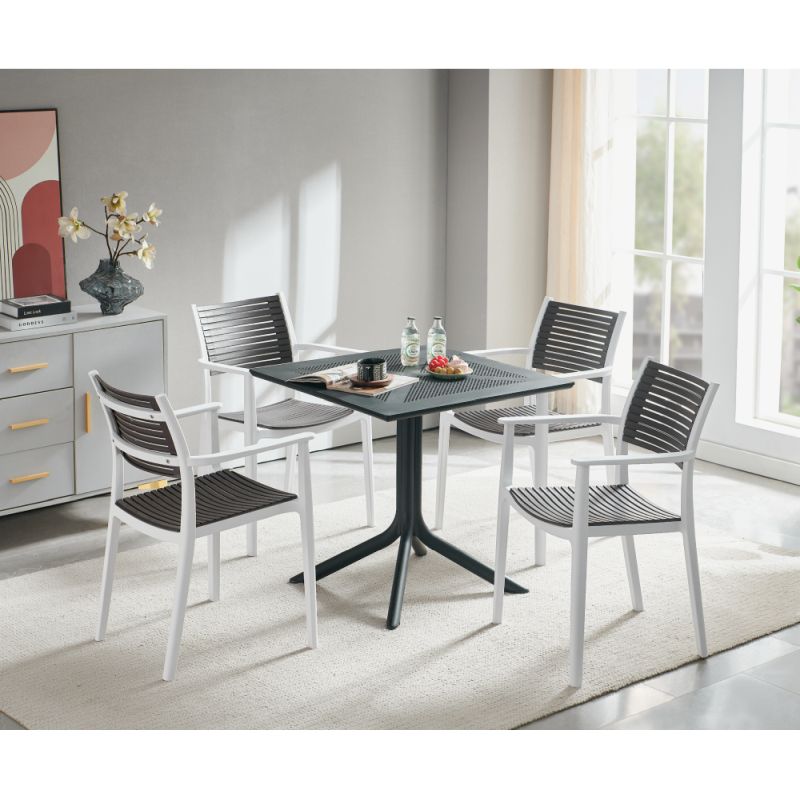 Stohovateľná stolička plastová, biela-sivá