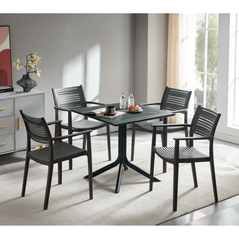 Stohovateľná stolička plastová, hnedá-sivá