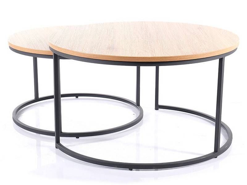 Set konferenčných stolíkov, dub-čierny mat