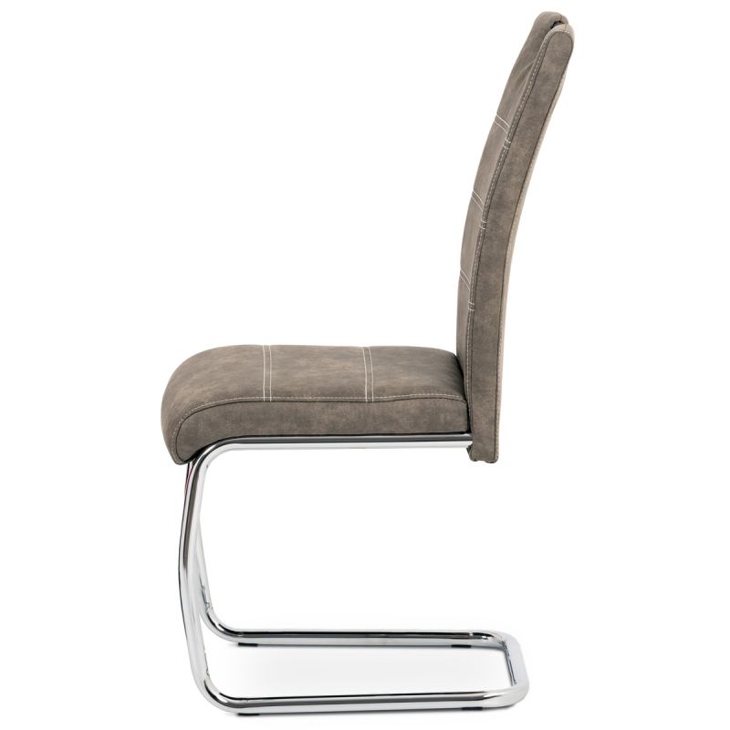 Stolička čalúnená príjemnou hnedou látkou imitujúcou brúsenú kožu