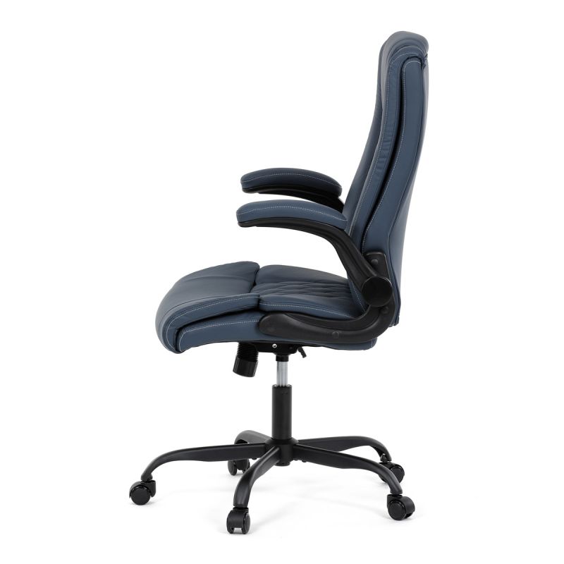Pohodlná moderná kancelárska stolička, tmavo modrá ekokoža