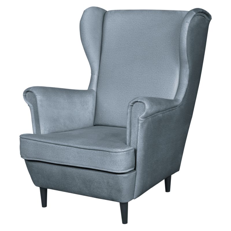 Komfortné kreslo ušiak, sivá-wenge