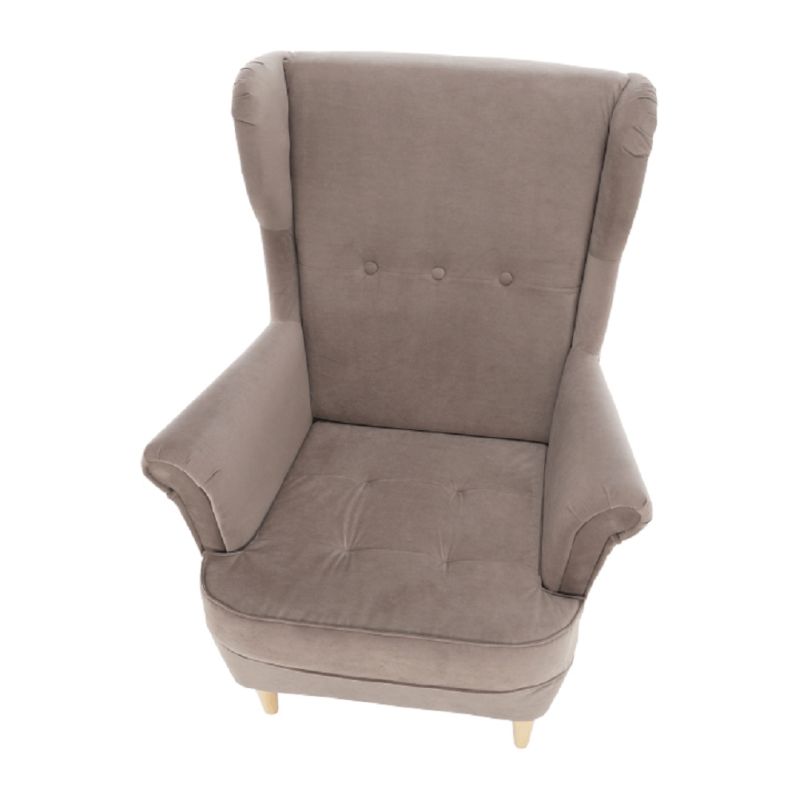 Moderné kreslo ušiak, béžovosivá-buk