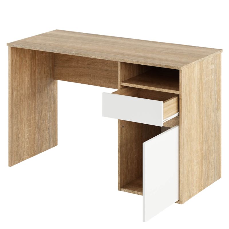 Štýlový PC stôl, dub sonoma-biela