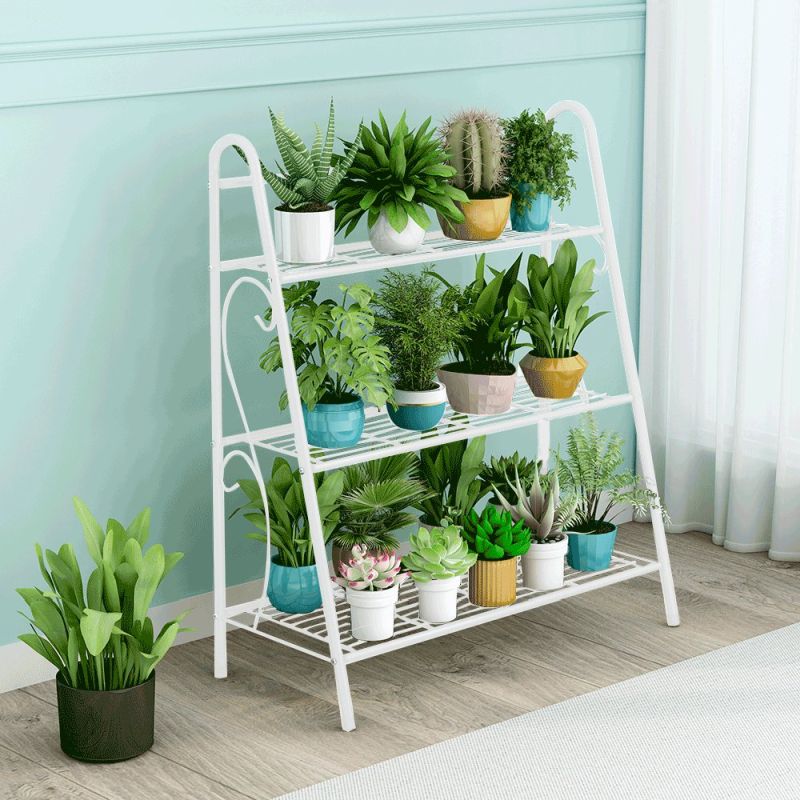 Regál kovový , 3-policový, biela