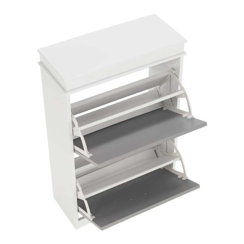 Botník s výklopnými šuplíkmi, 2-radový, biela-sivá