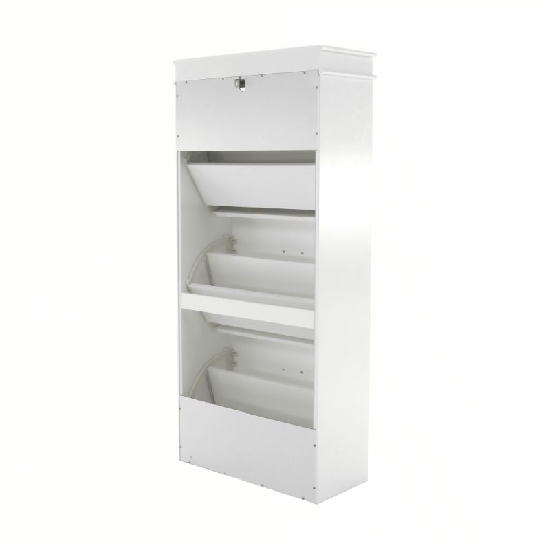 Botník s výklopnými šuplíkmi, 3-radový, biela