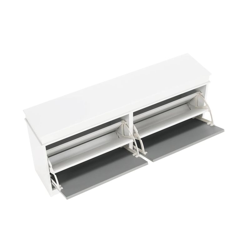 Botník s dvomi výklopnými šuplíkmi, biela-sivá