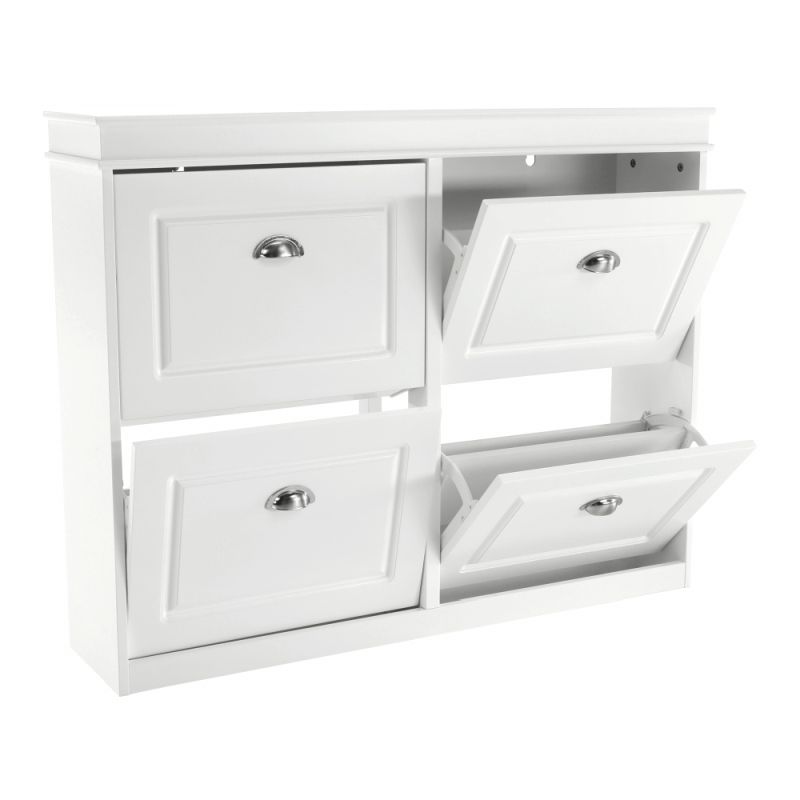 Botník so štyrmi výklopnými šuplíkmi, biela