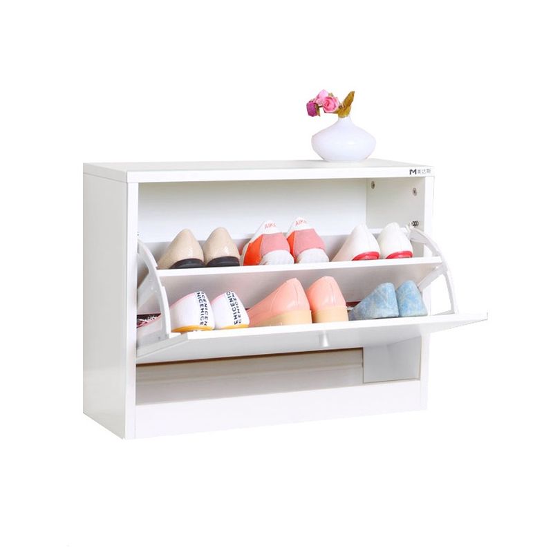 Dvojradový botník s jednými dvierkami, biely