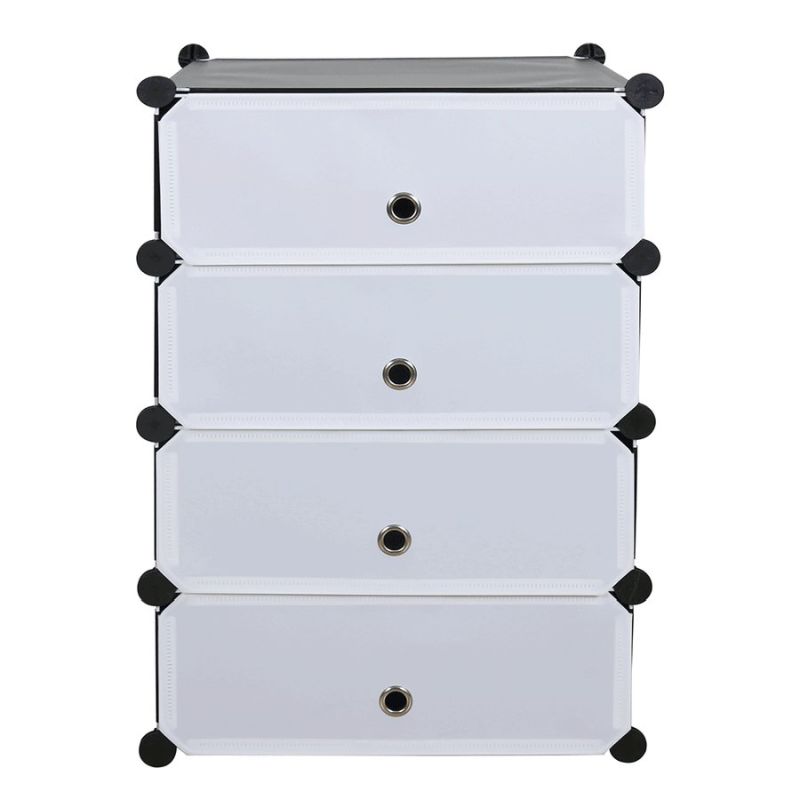 Modulárny organizér na topánky zo 4 boxov, čierna-biela