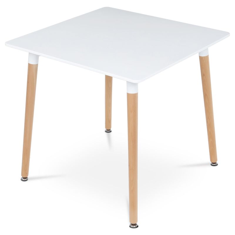 Štvorcový jedálenský stôl s bielou MDF doskou 80x80