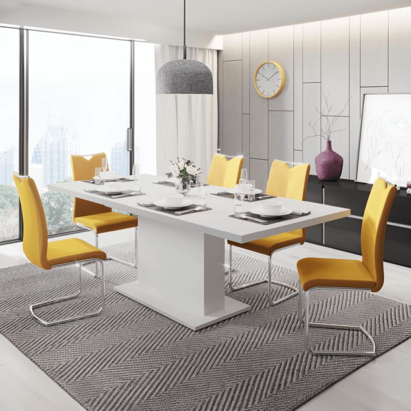 Jedálenský rozkladací stôl biely, 160-200 cm