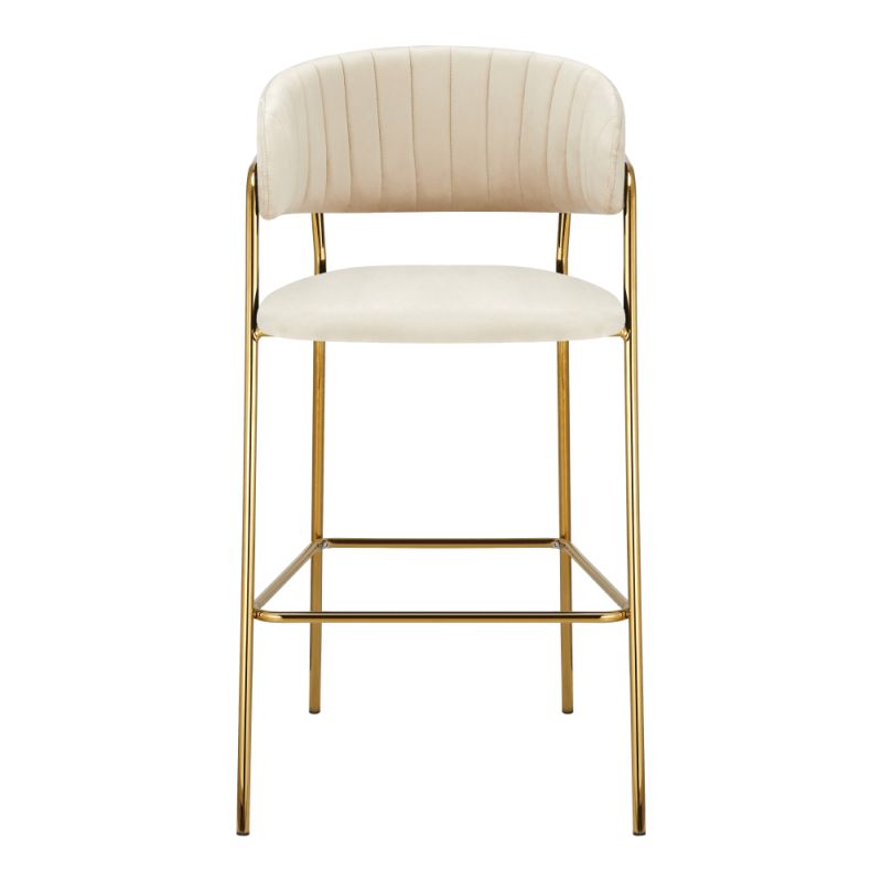 Dizajnová barová stolička, béžová Velvet látka-gold chróm zlatý