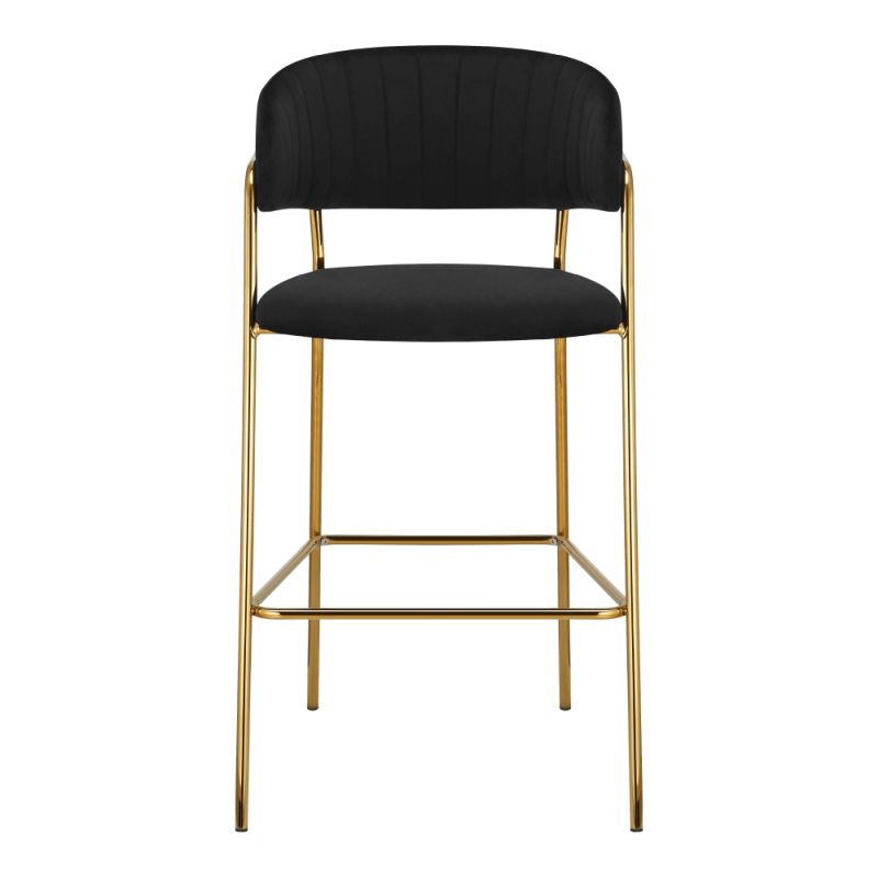 Dizajnová barová stolička, čierna Velvet látka-gold chróm zlatý