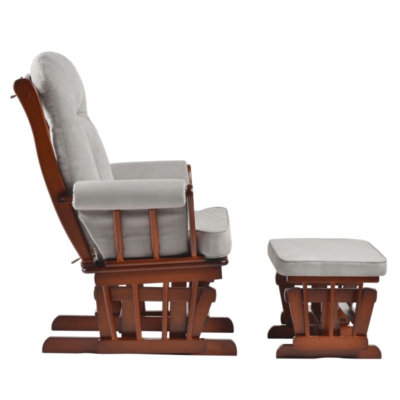 Hojdacie kreslo s podnožou, orech-sivá