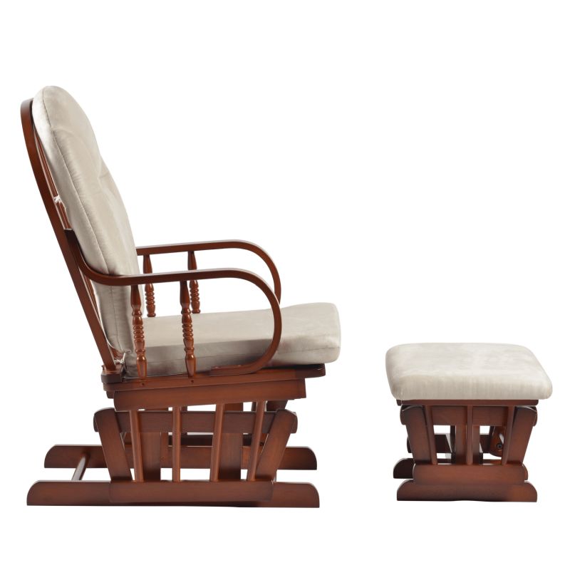 Hojdacie kreslo s podnožou, orech-béžová