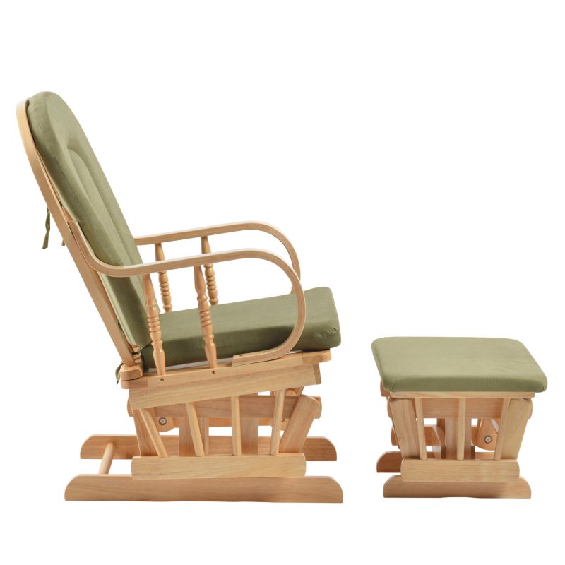 Hojdacie kreslo s podnožou, prírodná-zelená