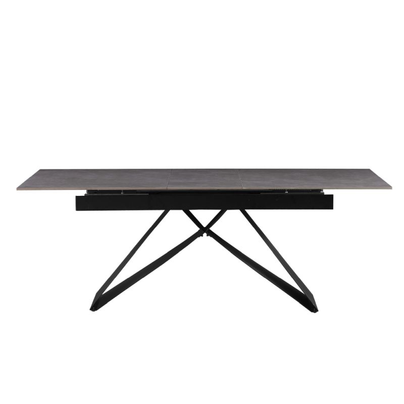 Jedálenský rozkladací stôl betón-čierna, 160-200 cm