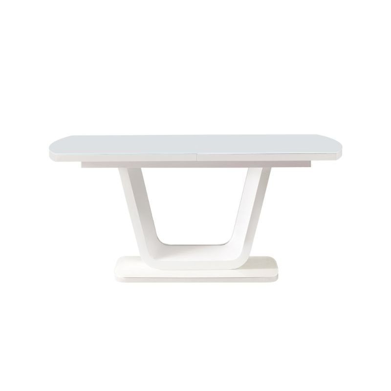 Jedálenský rozkladací stôl, biely lesk, 160-200 cm