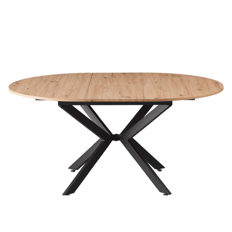 Okrúhly jedálenský rozkladací stôl, dub artisan-čierna, 120-160 cm