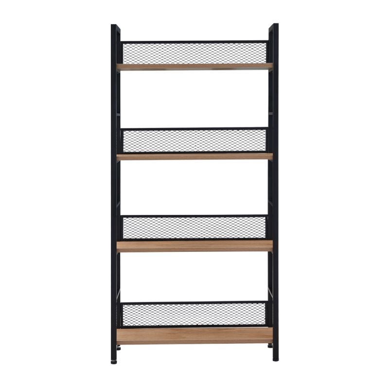 Regál, čierna-dub, 60x121 cm