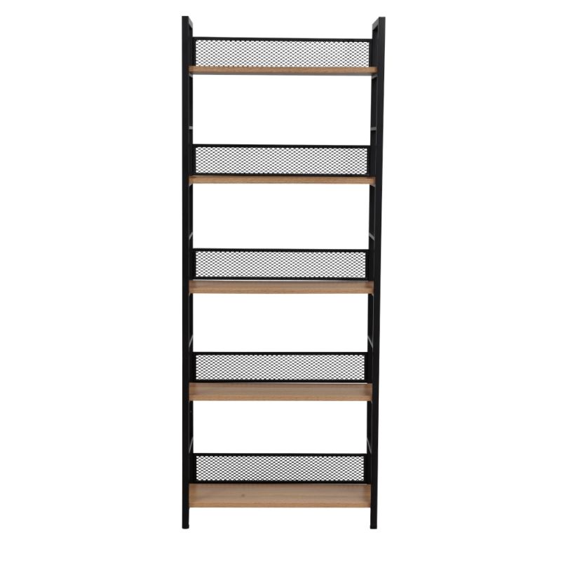 Regál, čierna-dub, 60x154 cm