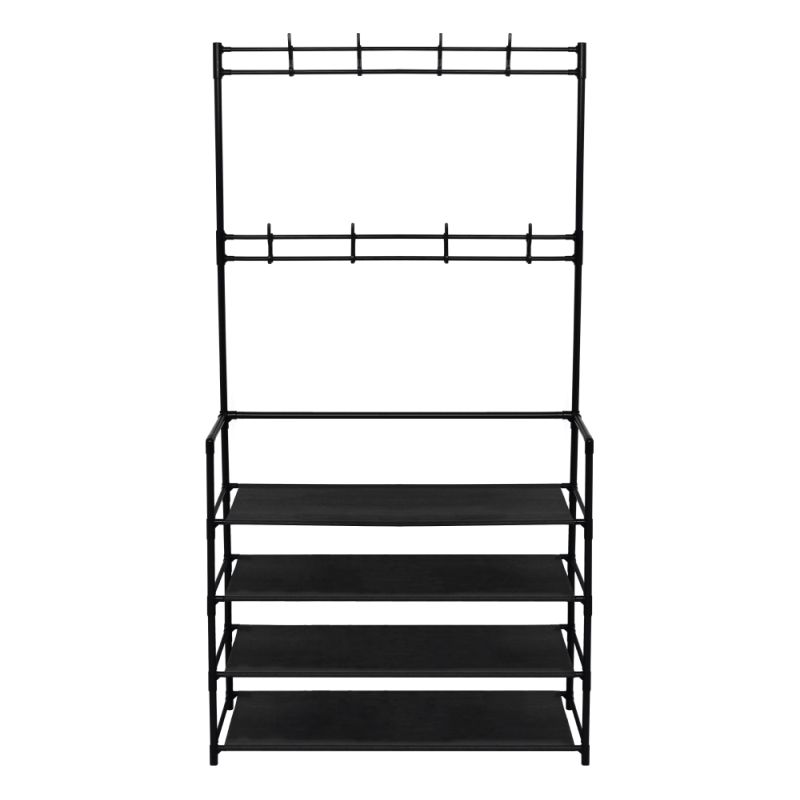 Multifunkčný vešiak s botníkom, čierny