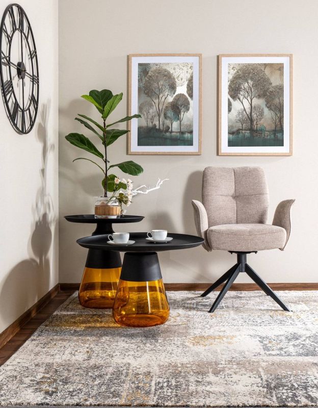 Jedálenská stolička s podrúčkami s elegantným vzhľadom, svetlo béžová 31