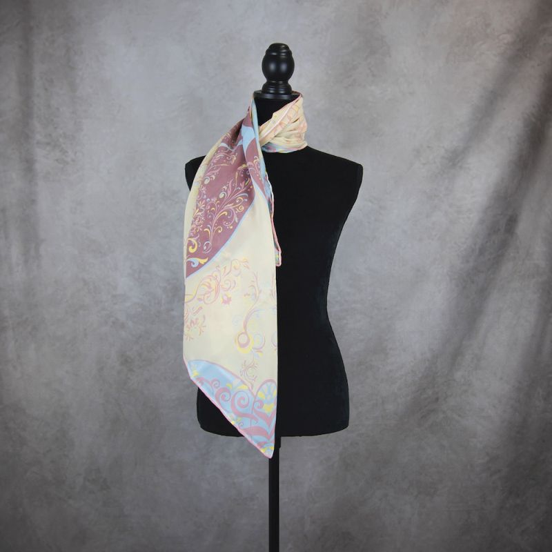 Hodvábna šatka ORNAMENT VZOR_1, 90 x 90cm, Made in SLOVAKIA