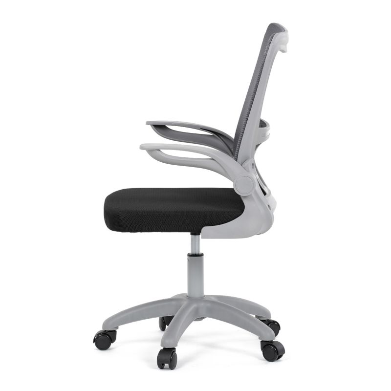 Kancelárska stolička, tmavo šedá sieťovina, šedý plast