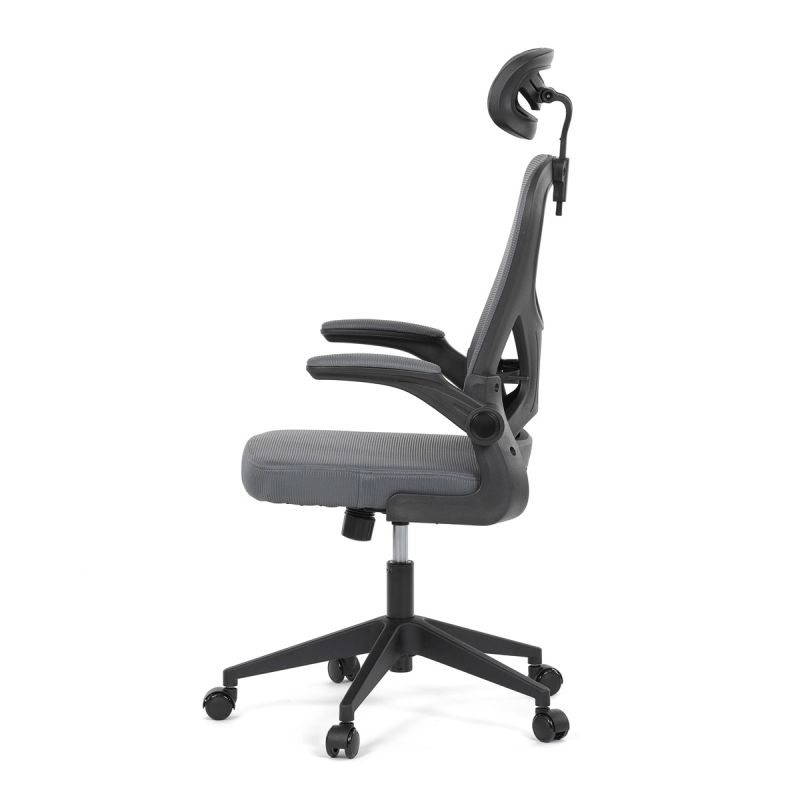 Kancelárska stolička, šedá sieťovina, čierny plast