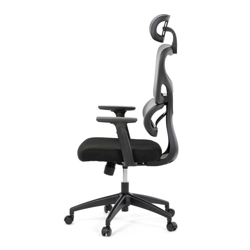 Kancelárska stolička s moderným dizajnom, šedá sieťovina, čierny plast