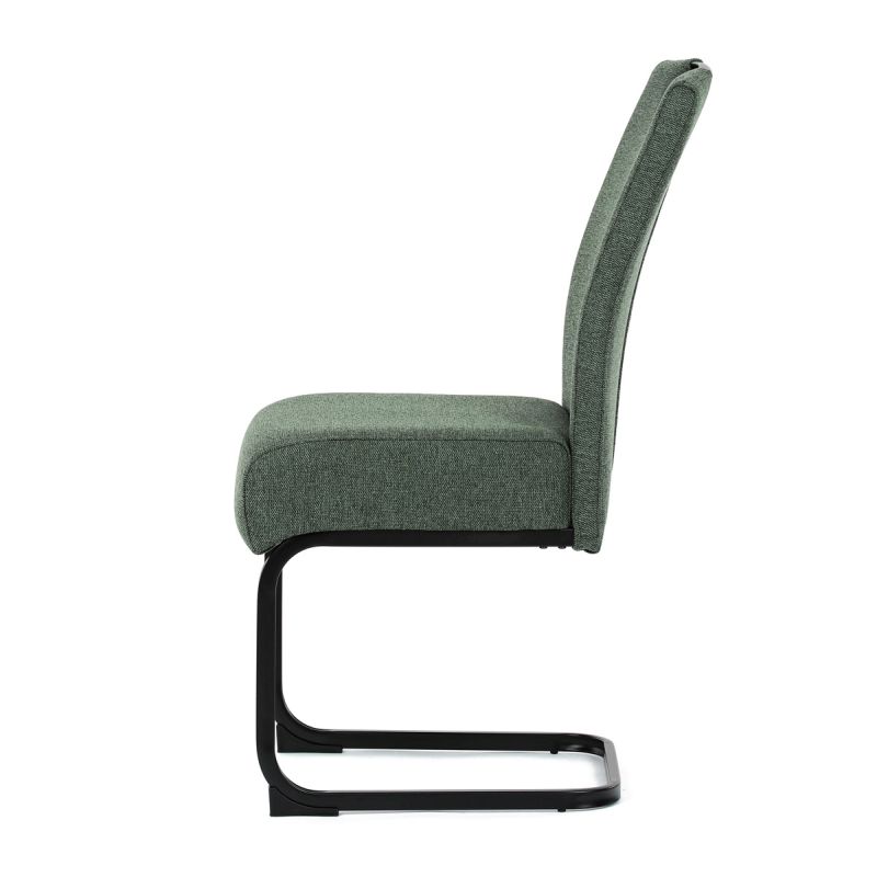 Stolička jedálenská, taštičkové pružiny, zelená látka, čierny kov